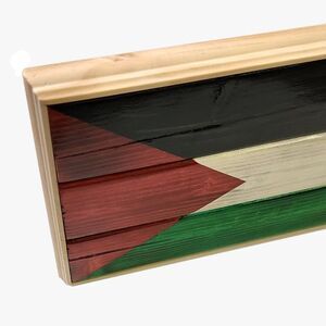 Handmade Rustic Wooden World Flags  ( Palestine )
